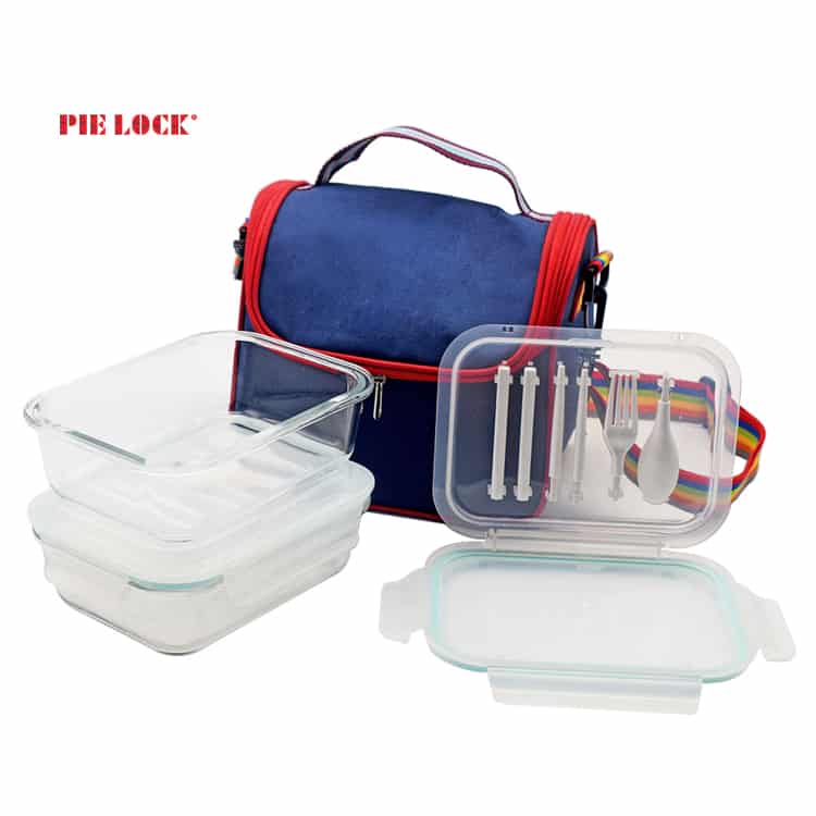 Three Compartment Glass Food Container - Customized Glass Food