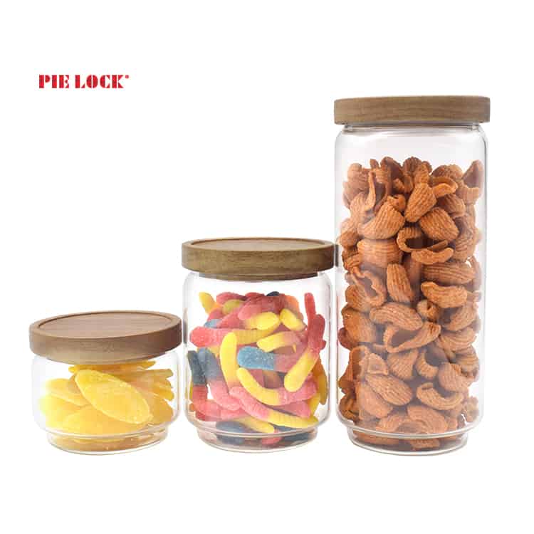 New Trend Storage Containers Airtight Storage Jars with Acacia Wooden Lid, Jars for Spaghetti Pasta, Powder, Spice, Tea