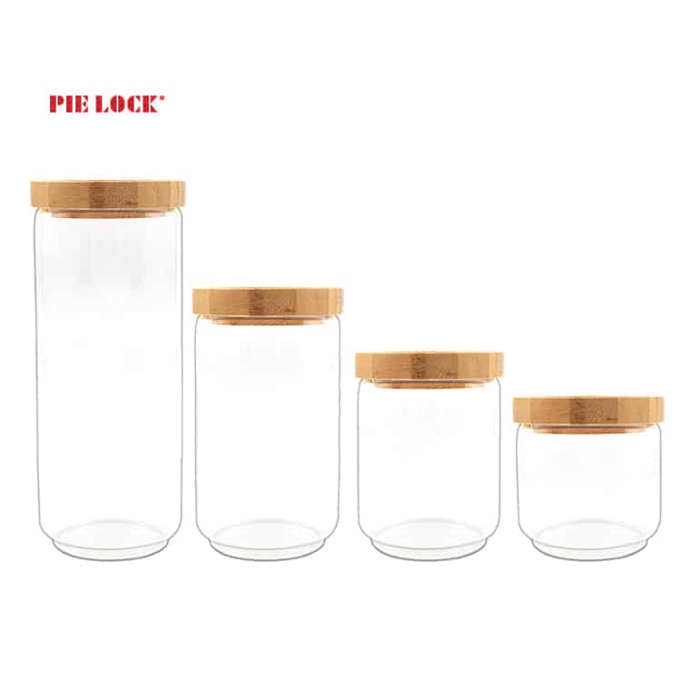 High Borosilicate Storage Bottles Candle Glass Jar with Bamboo Lid