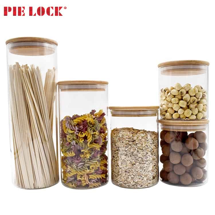 Storage Glass Jar Airtight Glass Canister With Bamboo Lid