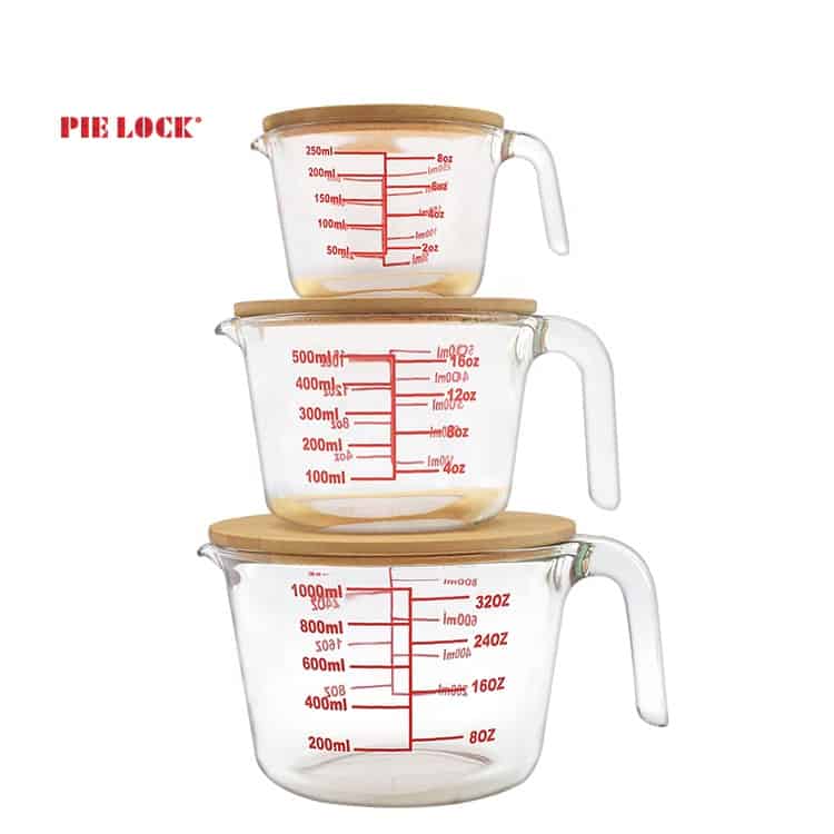 1000ml Glass Measuring Cups Jugs with Glass Lid Large Measuring