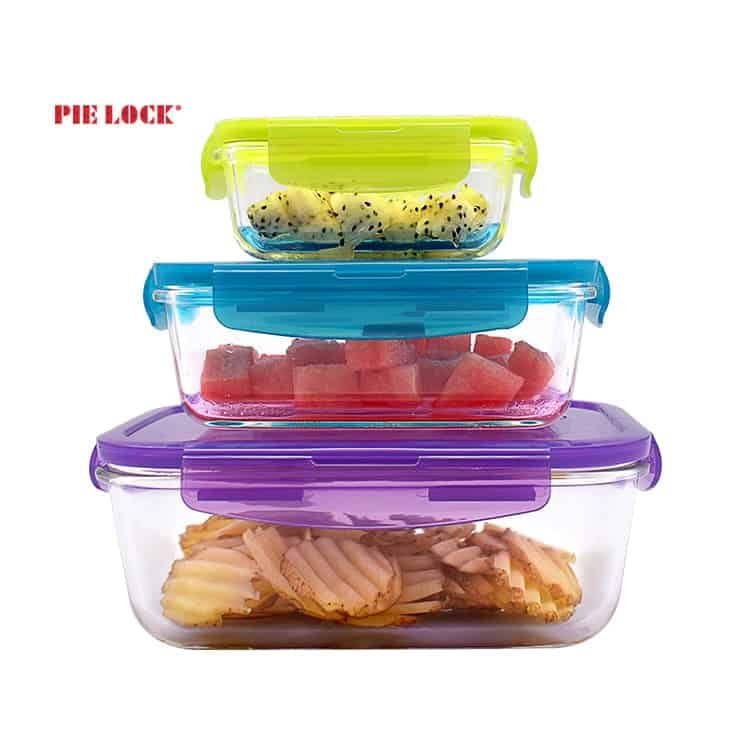 High Quality Nesting Glass Food Containers With Color Lid Meal Prep Containers  Bento Lunch Box