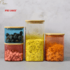 colorful squre glass food jar with bamboo wooden airtight lids