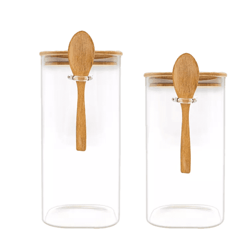 square glass jars with lids wholesale with bamboo lid and spoon2 preview rev 1