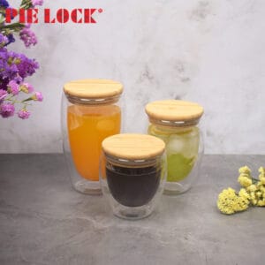 glass can cup with lid wholesale,insulated double walled clear glass coffee mugs bulk