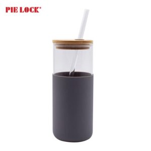 glass cups with bamboo lids wholesale hand made glass tumbler with straw and bamboo lid