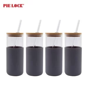 tasses en verre avec couvercles en bambou wholesale 1