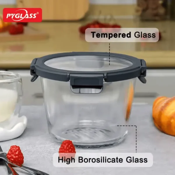 beste Glas-Lunchbox für Büro & Zuhause | pyglass wiederverwendbarer Lebensmittelbehälter mit gehärtetem Glasdeckel