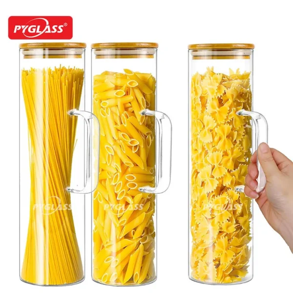 pyglass glass jar with bamboo lid wholesale | large glass storage containers with lids for kitchen organization