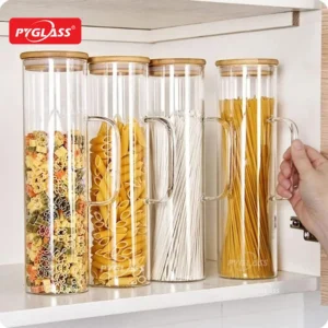 pyglass glass jar with bamboo lid wholesale | large glass storage containers with lids for kitchen organization