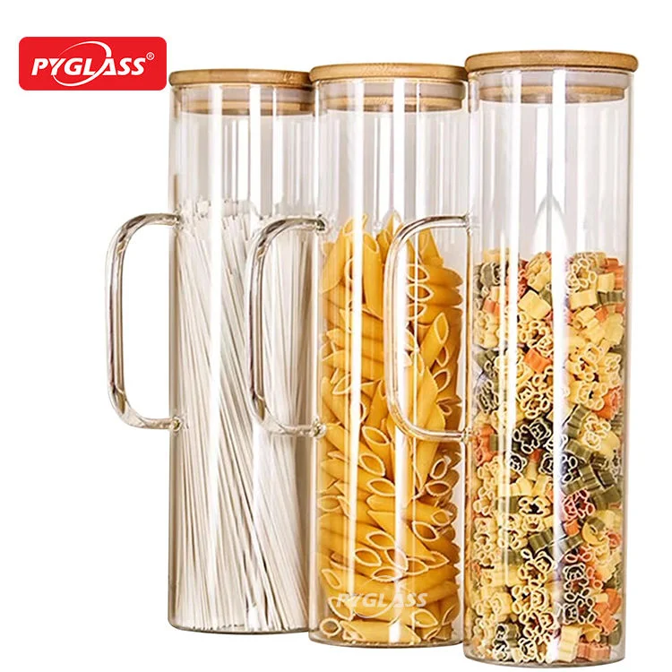pyglass glass jar with bamboo lid wholesale | large glass storage containers with lids for kitchen organization