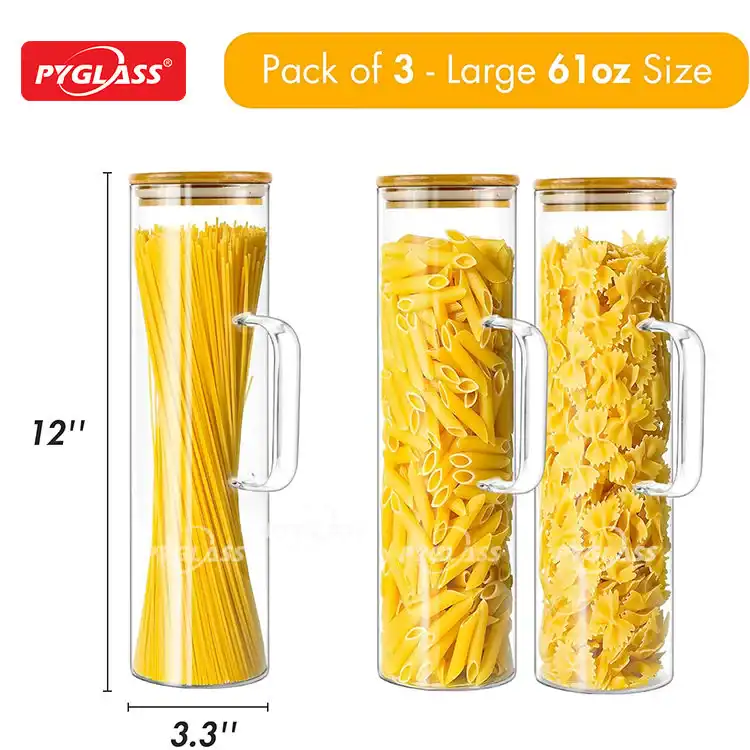 pyglass glass jar with bamboo lid wholesale | large glass storage containers with lids for kitchen organization