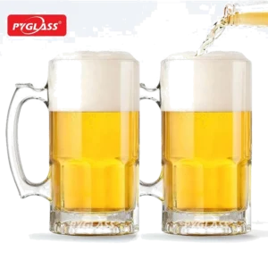 Chopes à bière en verre personnalisées transparentes
