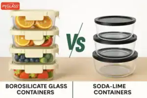 un plato de vidrio borosilicato (borde transparente) y un plato de vidrio sódico-cálcico