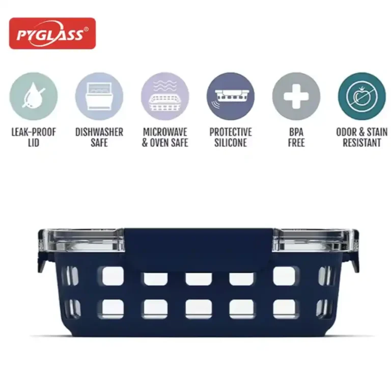 glass food storage container with silicone sleeve 5 pack setpyglass color 3