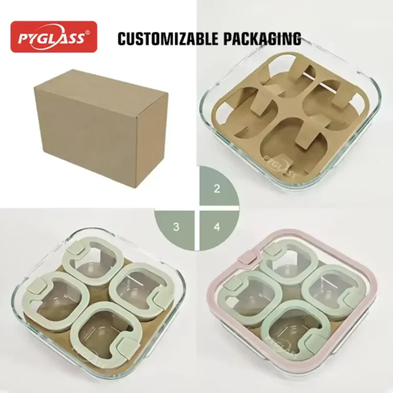 pyglass glass lunch box set | best work & office lunch box | oem factory chinapyglass divided 3