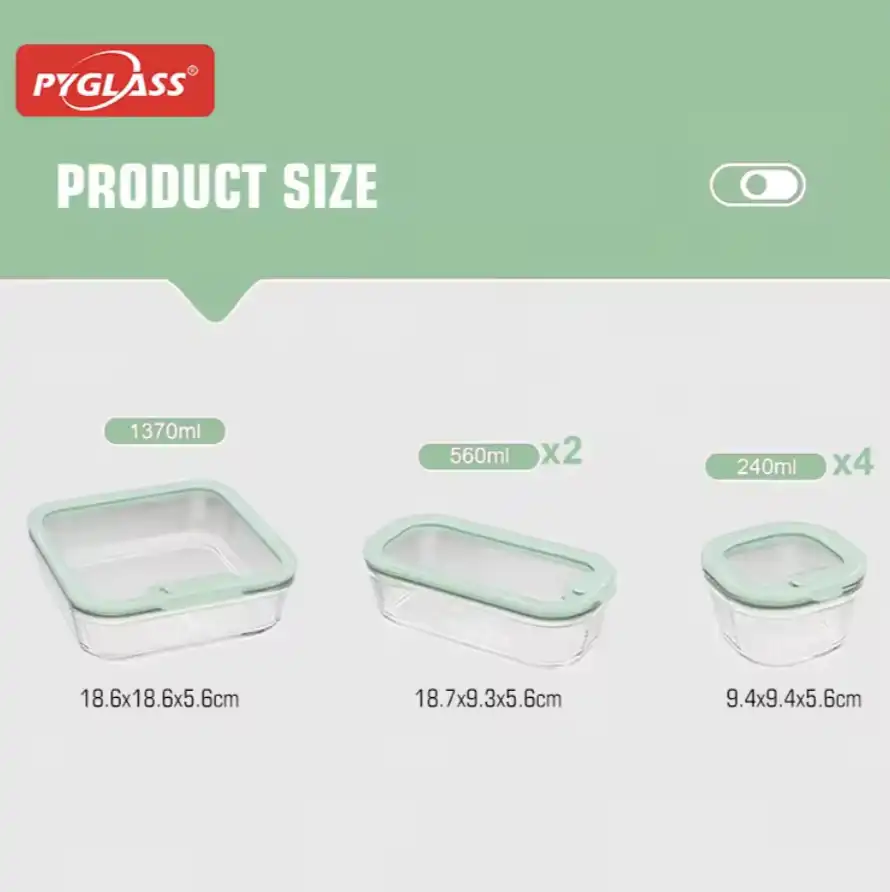 pyglass glass lunch box set | best work & office lunch box | oem factory chinapyglass divided 6