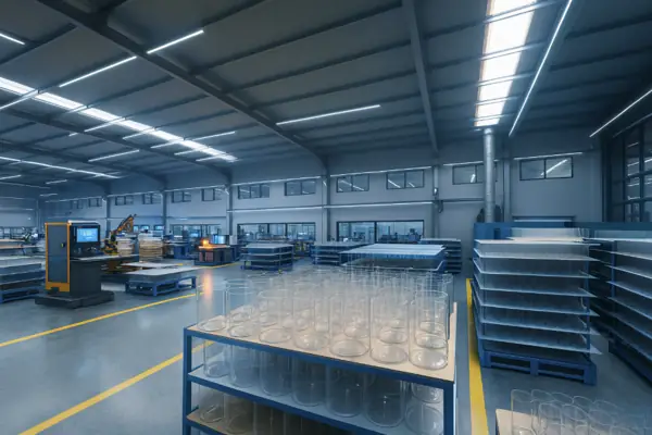 fábrica de producción de vidrio