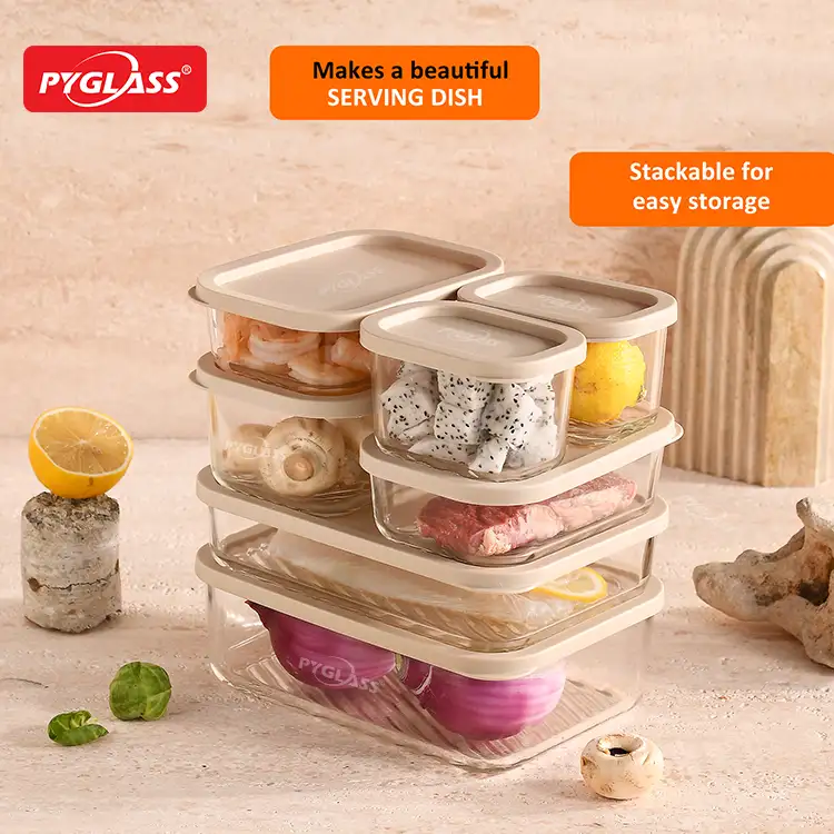 最高の入れ子式蓋付きガラス食品保存容器 - 蓋付き超大型ガラス容器7個セット - 7個セット｜pyglass014094 1から卸売ガラス食品保存容器（6）