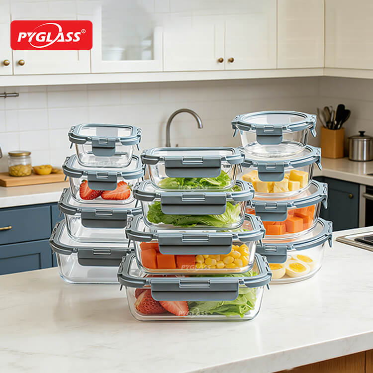 eco friendly 24 piece glass food containers set with lids – safe for microwave & refrigerator011037（9）